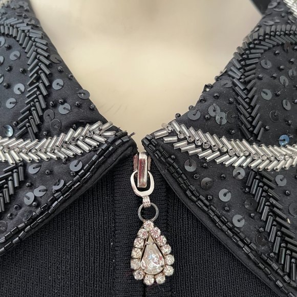 St. John Black Cardigan with Silver Accents - Picture 6 of 7